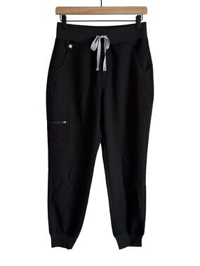NWT Figs High Waisted Zamora Jogger Scrub Pants Bottoms Black Small Petite